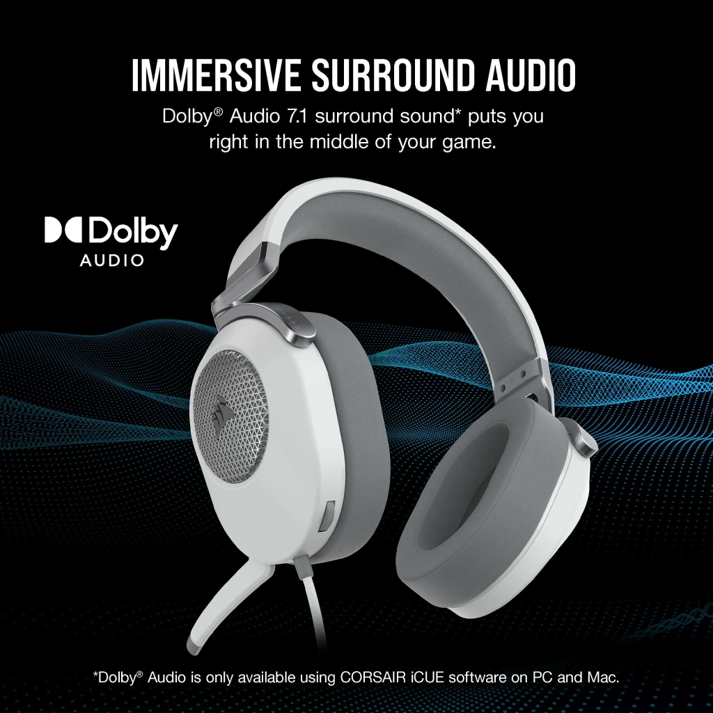 HS65 SURROUND Wired Gaming Headset — White - Image 2
