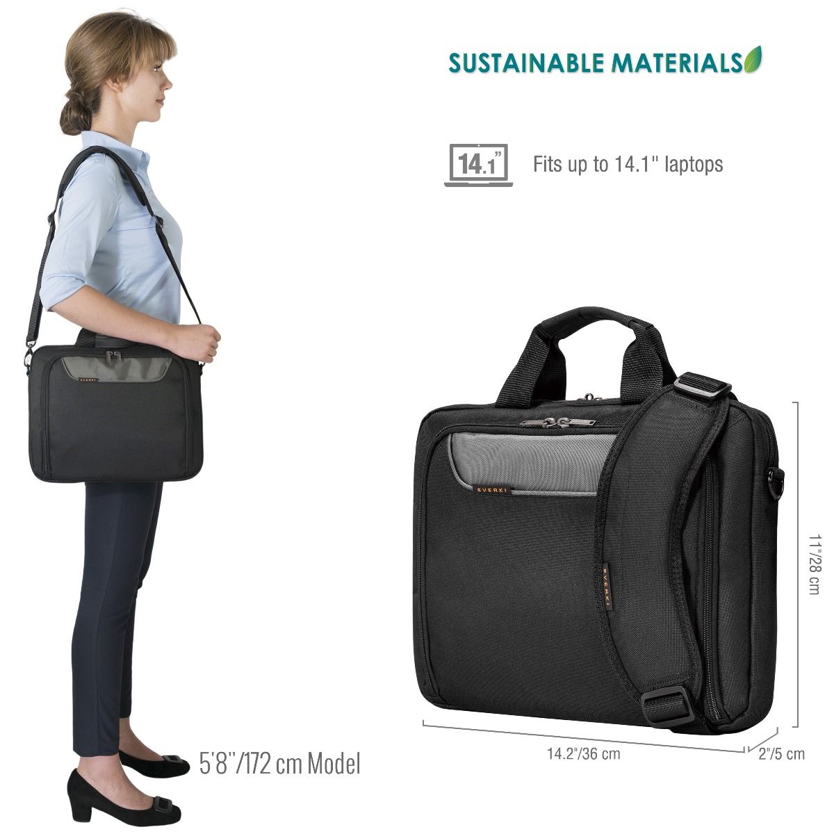 ADVANCE ECO Laptop Bag – Briefcase – Made from Plastic Bottles, up to 14.1-Inch - Image 2