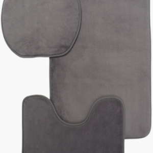 Casey 3 Piece Bathroom Mat Set Dark Grey
