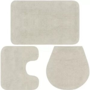 Casey 3 Piece Bathroom Mat Set Cream